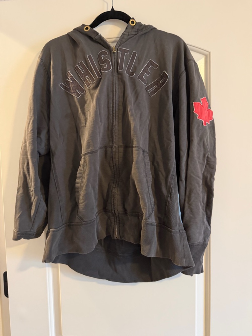 47 Brand Gray Hoodie with Red Logo Patch